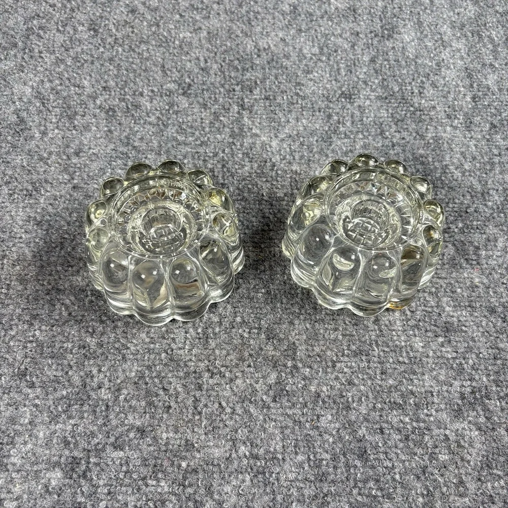 Vintage Princess House Pair of Reversible 3-Way Ribbed Crystal Candle Holders‎